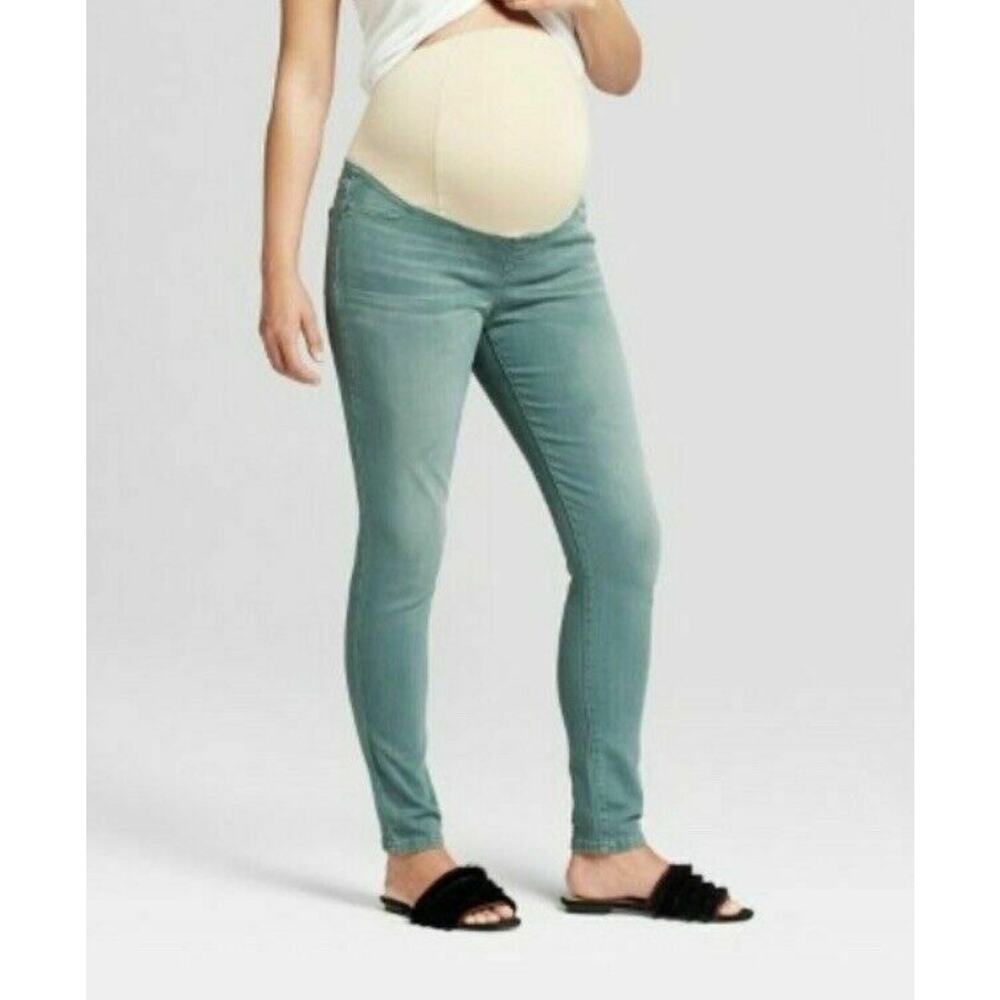 Ingrid & Isabel Maternity Crossover Panel Midi Jeans stretch green Size 00